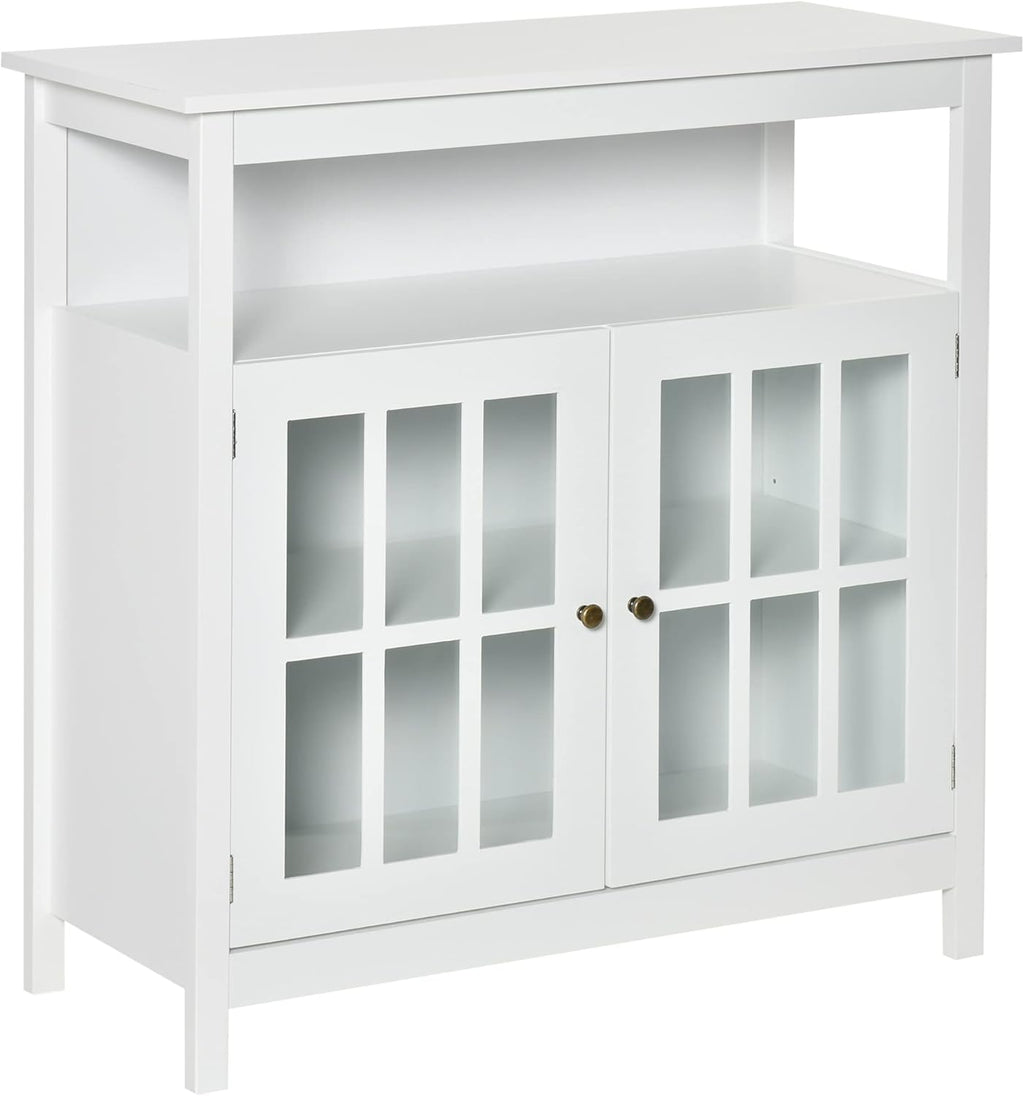 Grey Kitchen Storage Sideboard Cabinet with Glass Door and Adjustable Shelf D333917