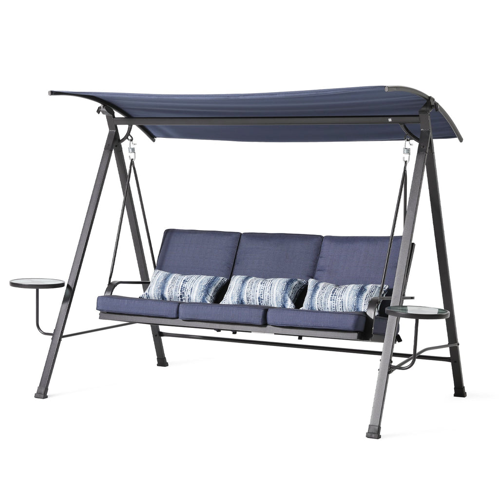 Blue Steel 3-seater Porch Swing with Canopy Z829357