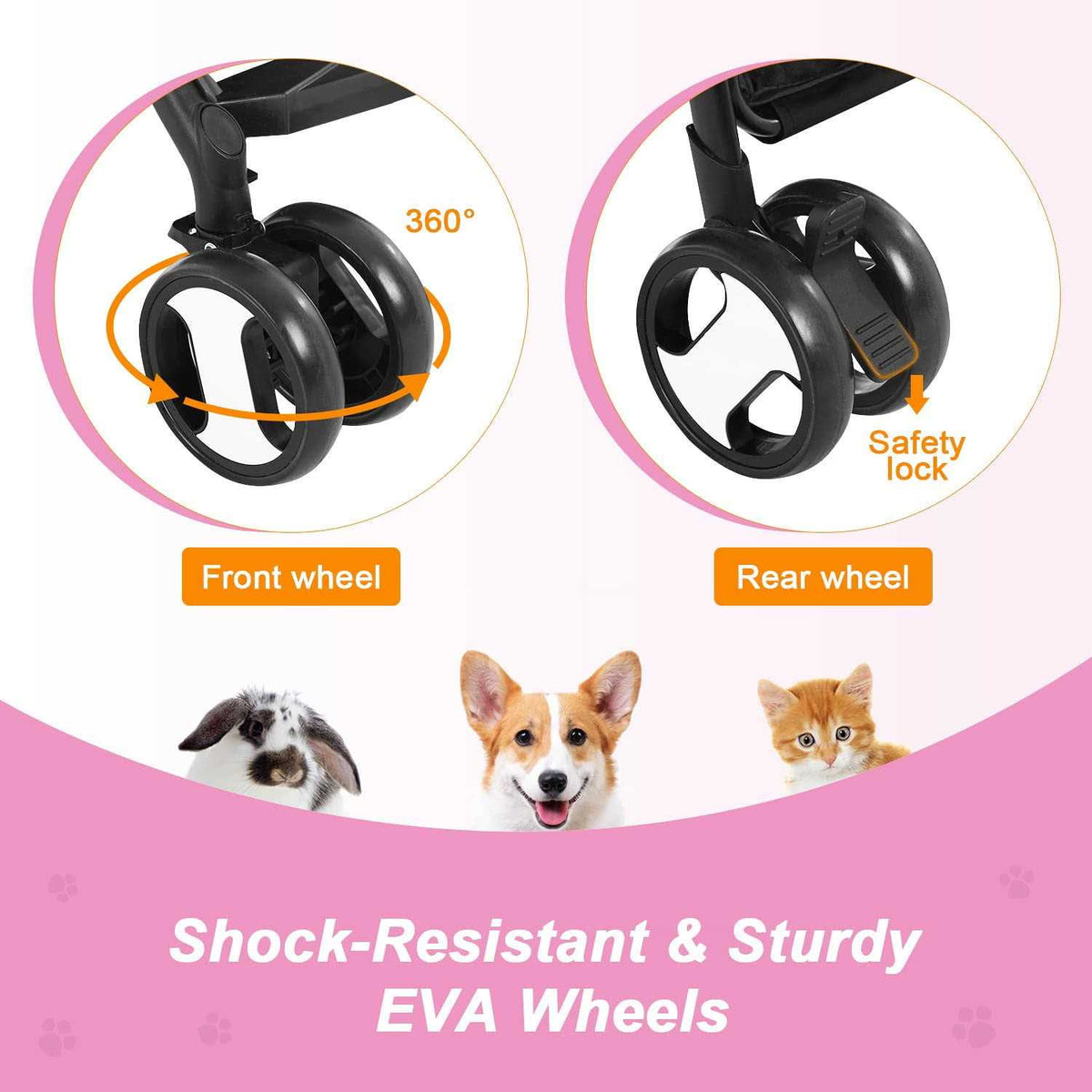 3-in-1 Pet Stroller with Detachable Carrier E438