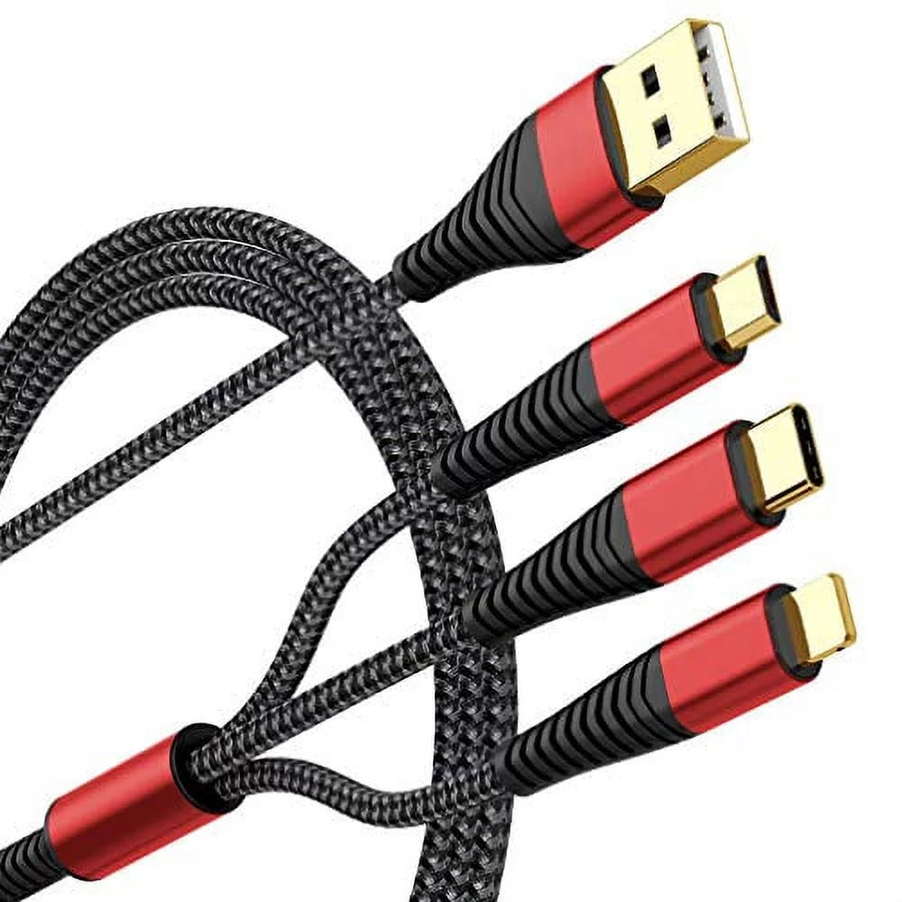 3 in 1 Nylon Braided Multi Charger Cable 2Pack 6ft H3450