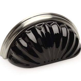 Satin Nickel Black Glass Cabinet Cup Pull 10 Pack D57784