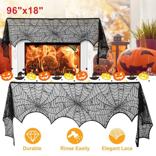 Black Lace Spider Web Fireplace Scarves D227