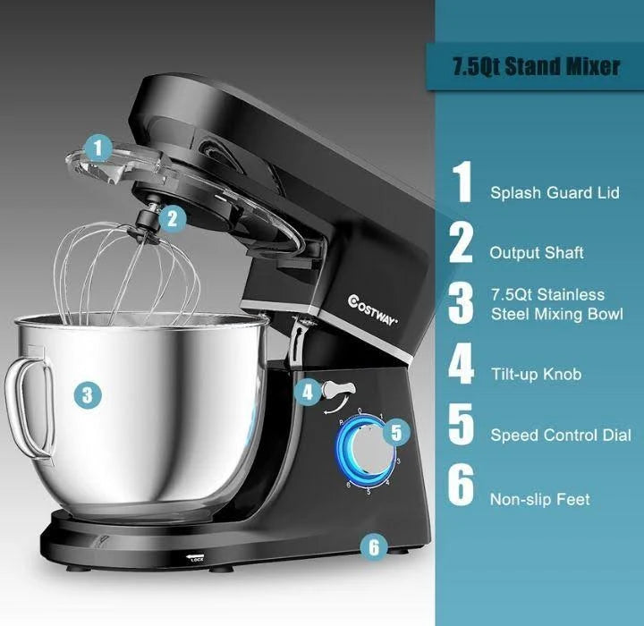 7.5 qt 6 Speed Black Stand Mixer P742