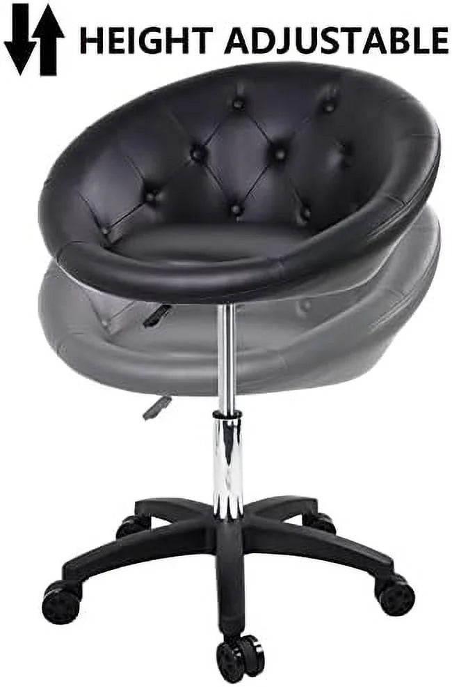 White Rolling Vanity Chair with Wheels X7985
