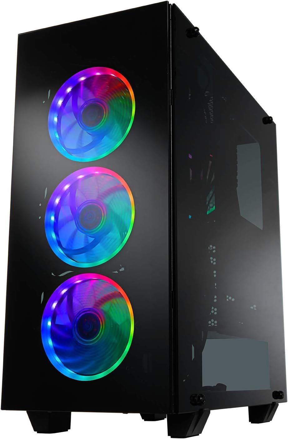 ATX Mid Tower PC Gaming Case with 3 Tempered Glass Panels and 4 ARGB Fans F439