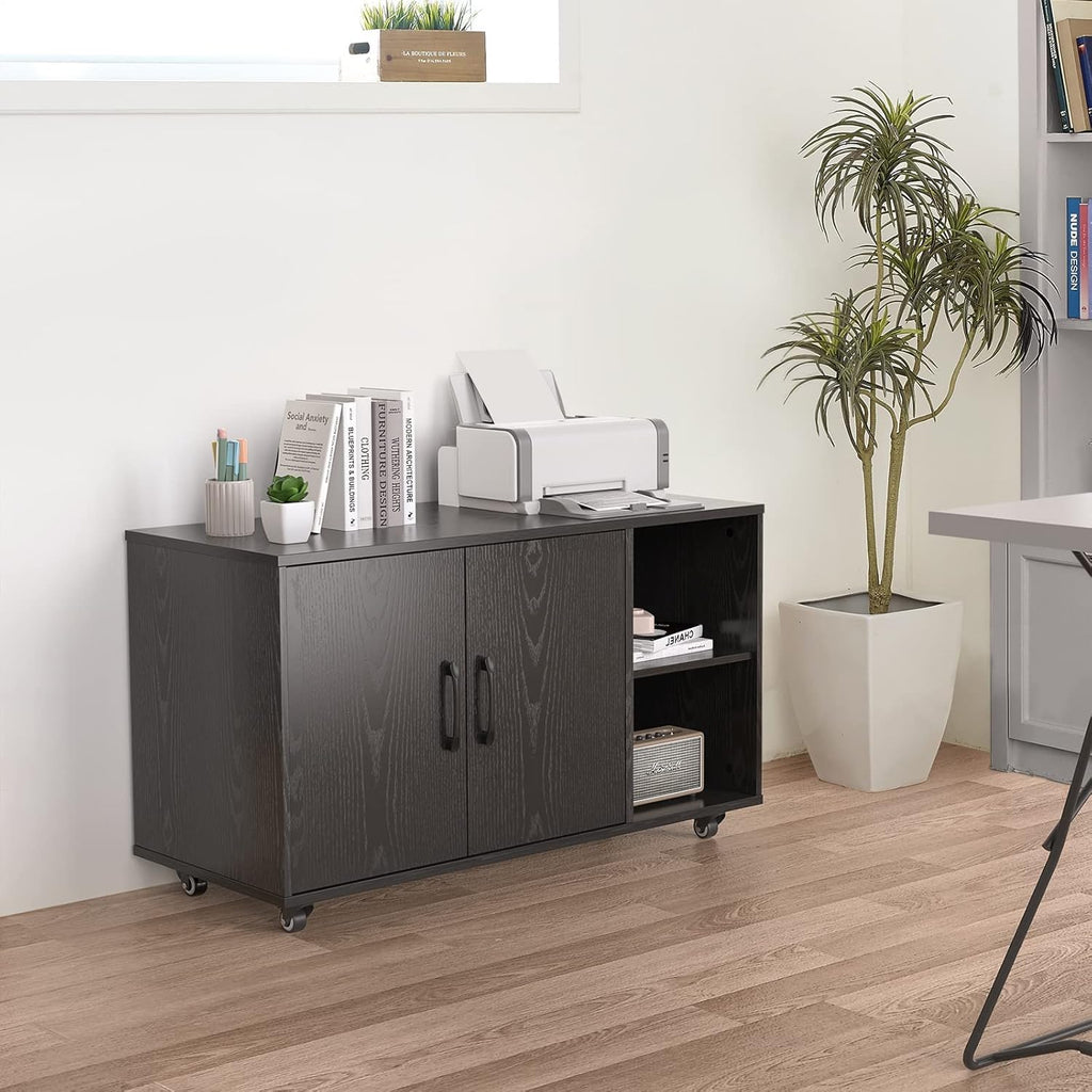 Black Rolling File Cabinet with Storage F77663