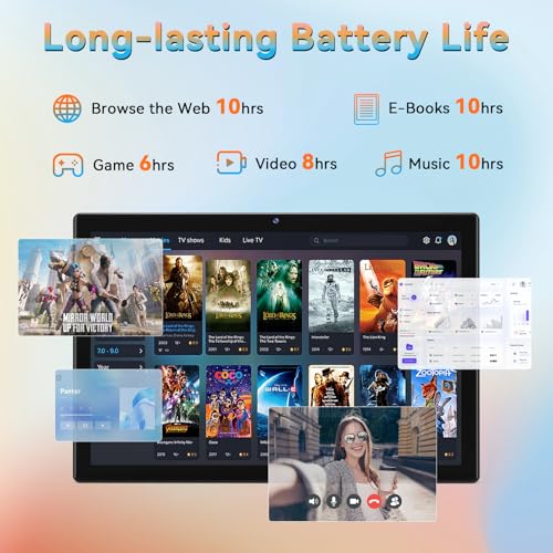 10.1 Inch Android 14 Tablet, Octa-Core, 64GB ROM, 8GB RAM, 128GB Expandable, Dual Camera, 5G WiFi, Bluetooth, FHD IPS Screen, 2 in 1 Tablet with Keyboard, Case, Stylus I339639