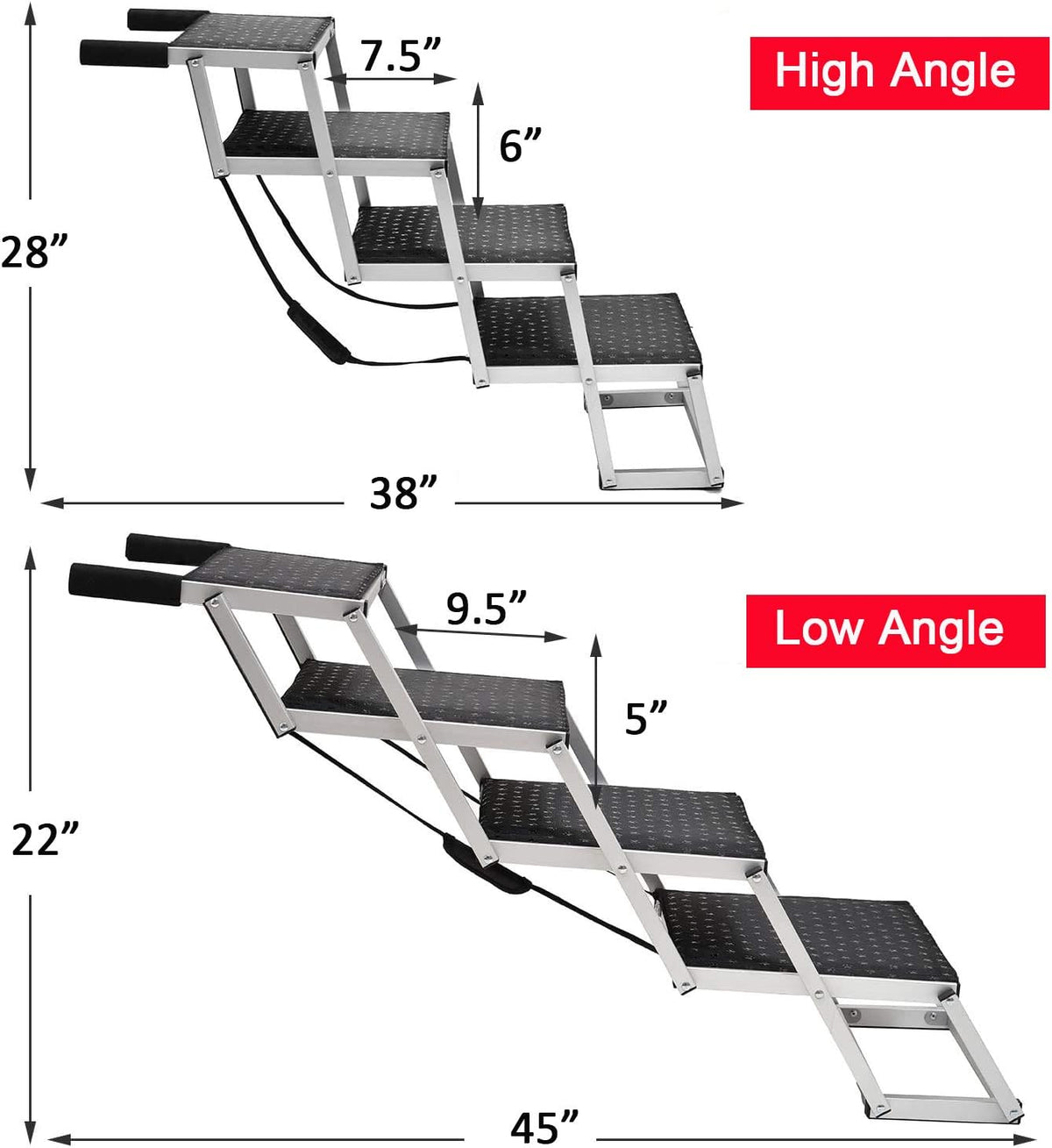 Foldable Aluminum Pet Stairs with Non-slip Surface C948692