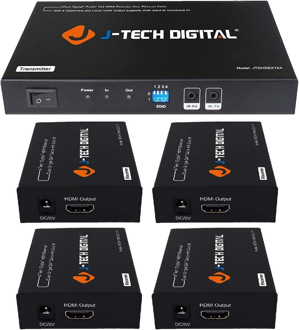 1x4 HDMI Extender Splitter Over Cat5e/Cat6 up to 164 feet at 1080P with IR Control F61850