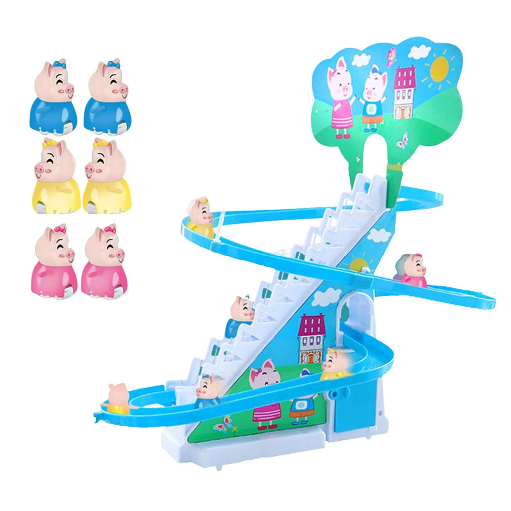 6 Pigs Electric Pig Climbing Stair Toy with LED Lights P977