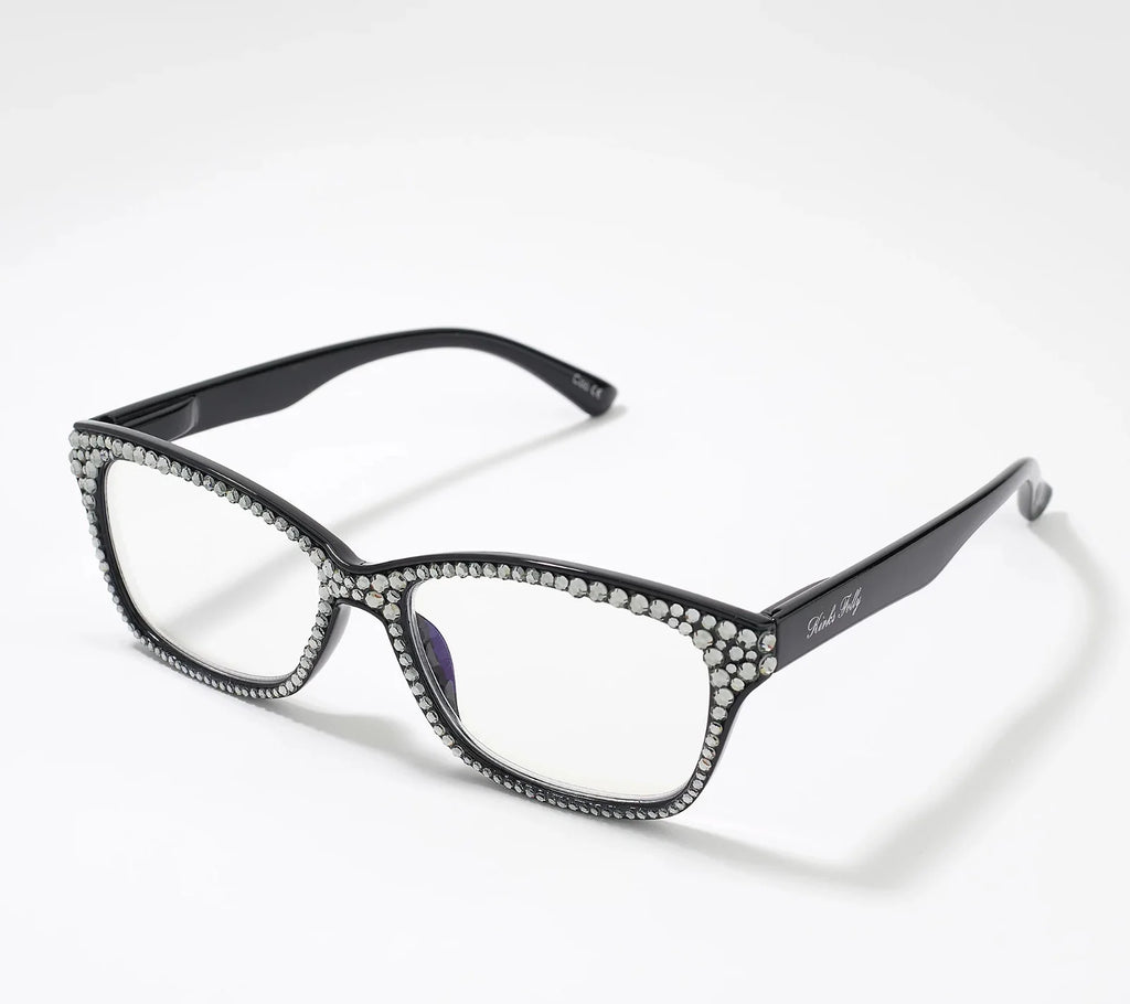 Black Round Crystal Readers Glasses S78926