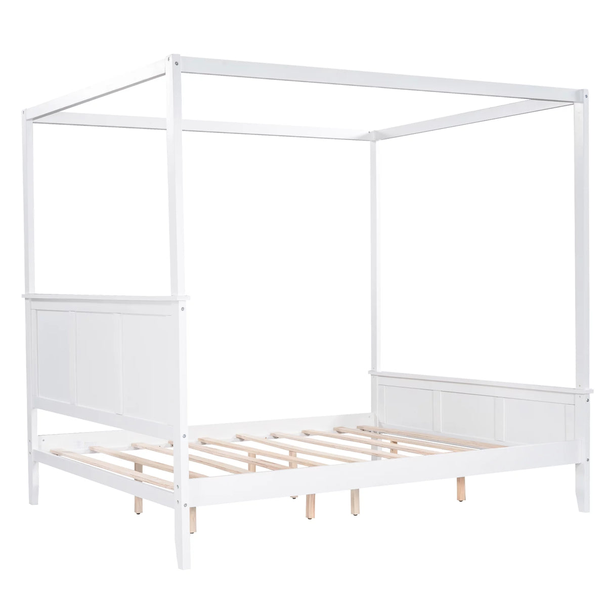 King Size Canopy Platform Bed White U44759