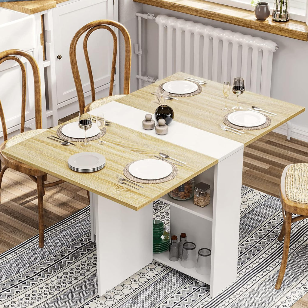 Folding Dining Table with Storage Shelves Q337