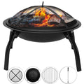 22'' Wood Burning Fire Pit with Lid J114848