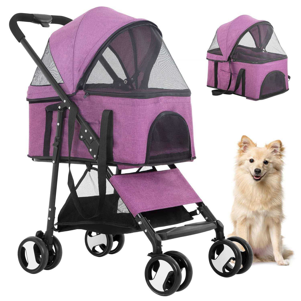 3-in-1 Pet Stroller with Detachable Carrier E438