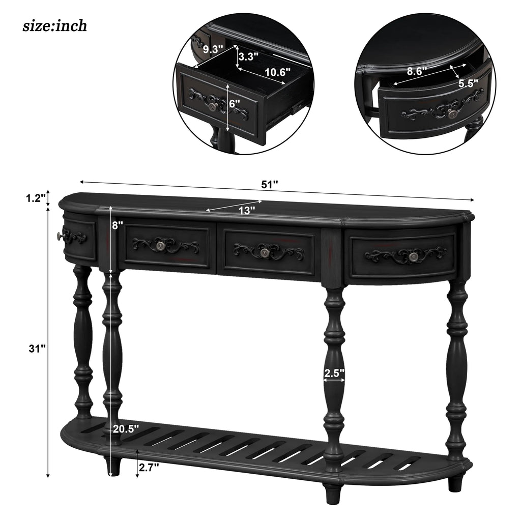 Black Console Table with 4 Drawers Z36826
