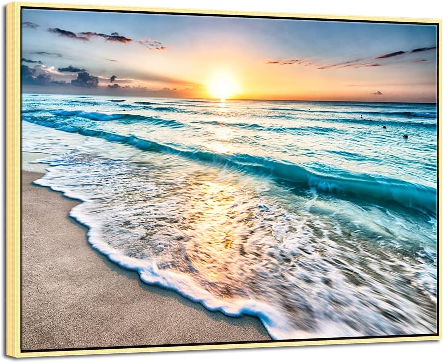 Large Canvas Prints Wall Art Ocean Beach Pictures Paintings Ready to Hang Stretched and Framed Seascape Giclee Artwork X61633