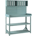 65" Green Wooden Potting Bench with 4 Storage Shelves C883781