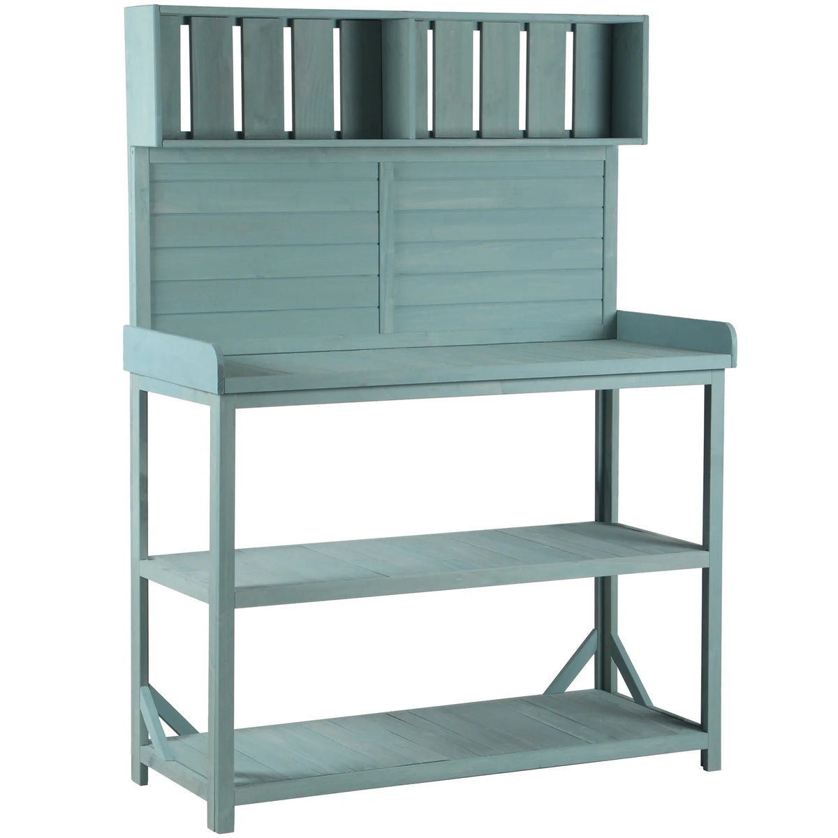 65" Green Wooden Potting Bench with 4 Storage Shelves C883781