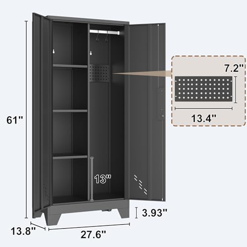 Metal Storage Cabinet with Lockable Doors and Pegboard M865