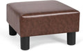 Dark Brown Faux Leather Square Footstool J75991