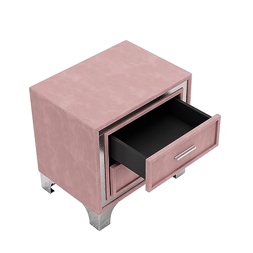 Queen Size Velvet Upholstered Platform Bed with 2 Nightstands X262397