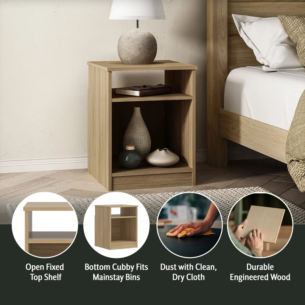 White Open Shelf Nightstand V3853