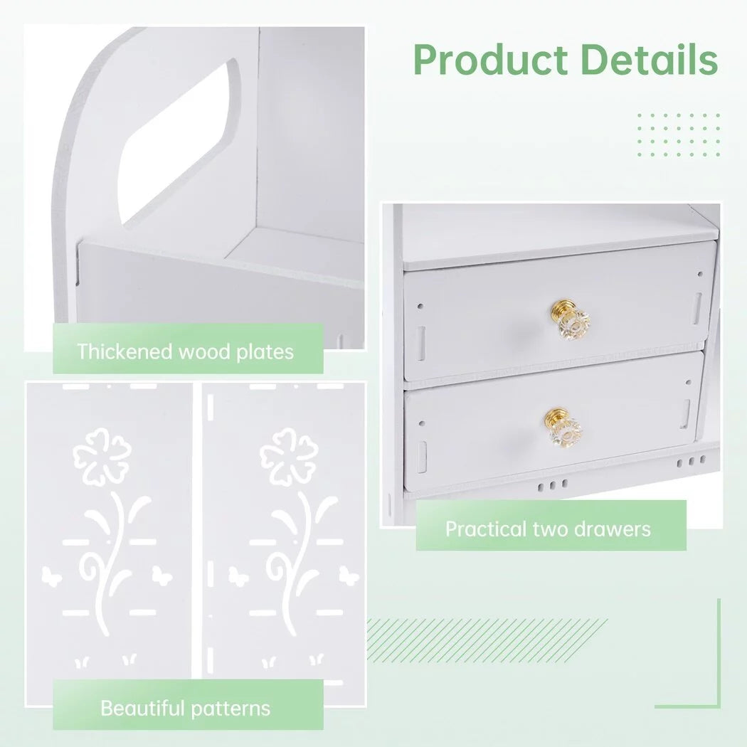 White Wall Mounted Bathroom Cabinet with 2 Drawers J541