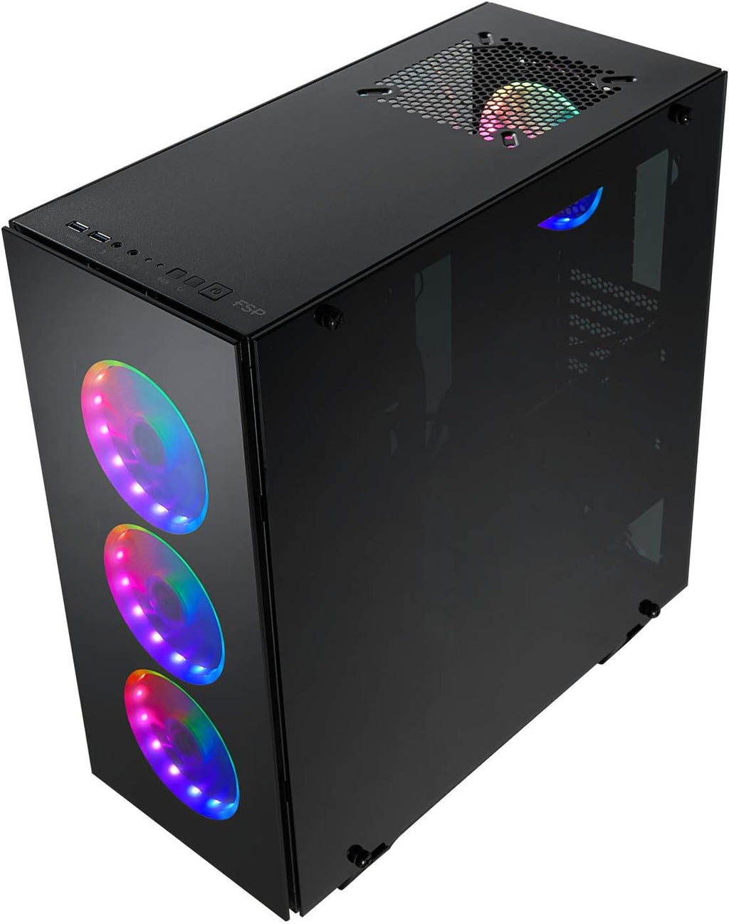 ATX Mid Tower PC Gaming Case with 3 Tempered Glass Panels and 4 ARGB Fans F439