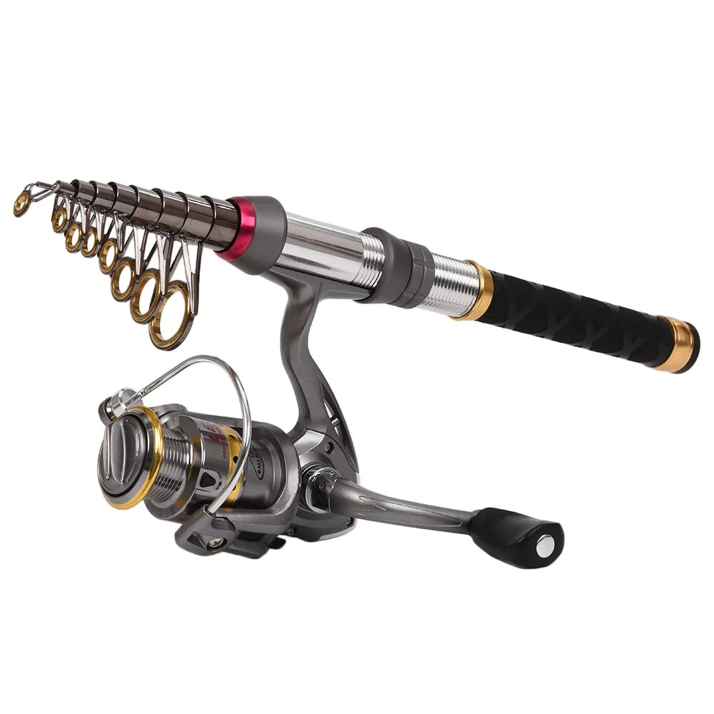 Carbon Fiber Telescopic Fishing Rod Reel Combo with Carrier Bag U688414