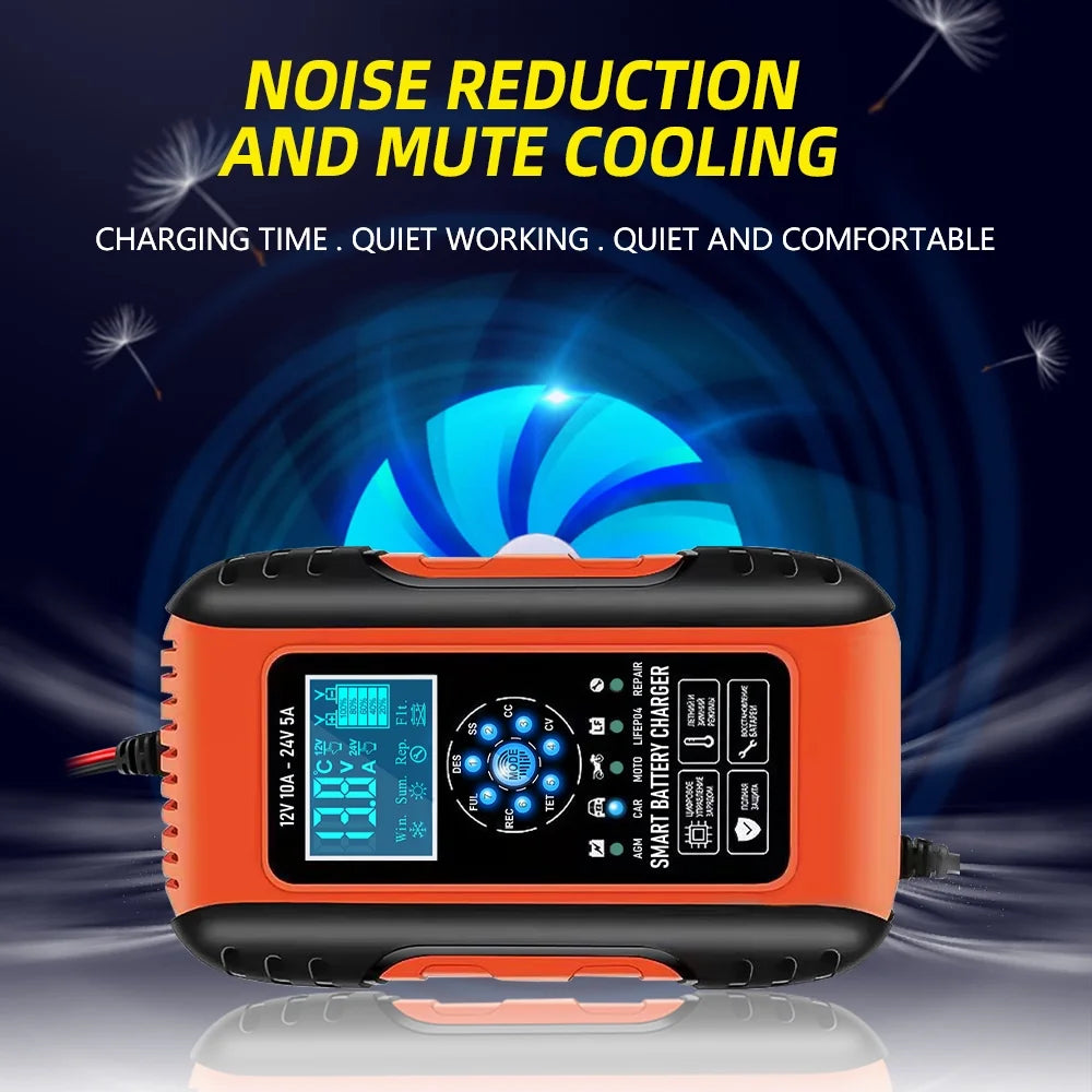 12V/12A 24V/6A Smart Battery Charger for LiFePO4 Lead-Acid AGM Wet Gel Battery J2578
