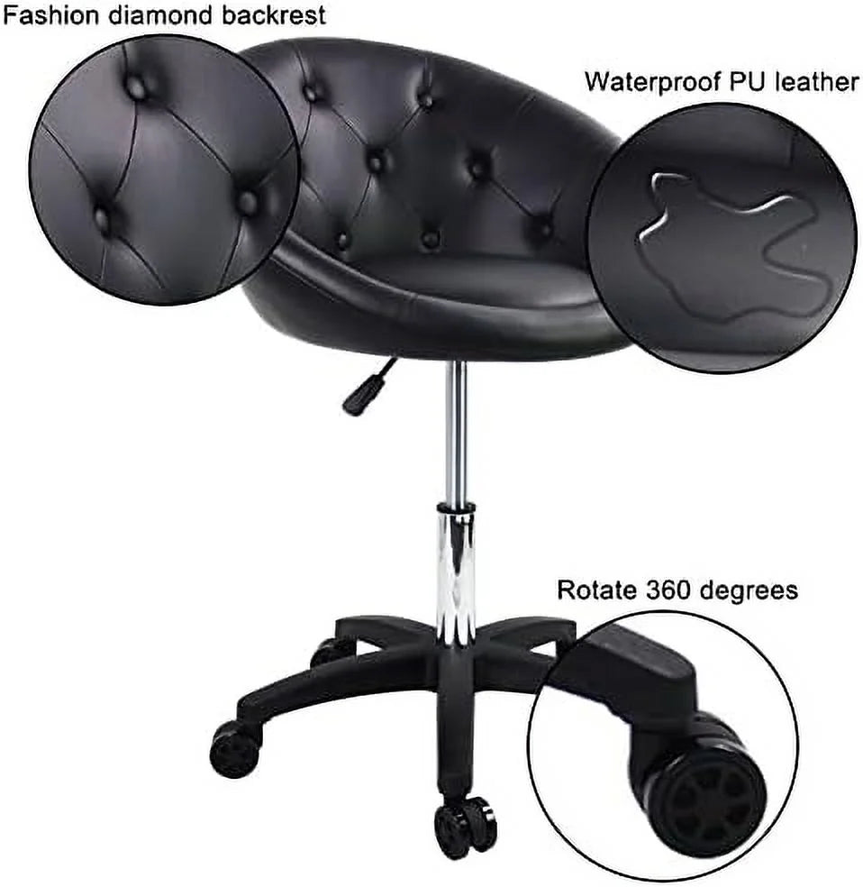 White Rolling Vanity Chair with Wheels X7985