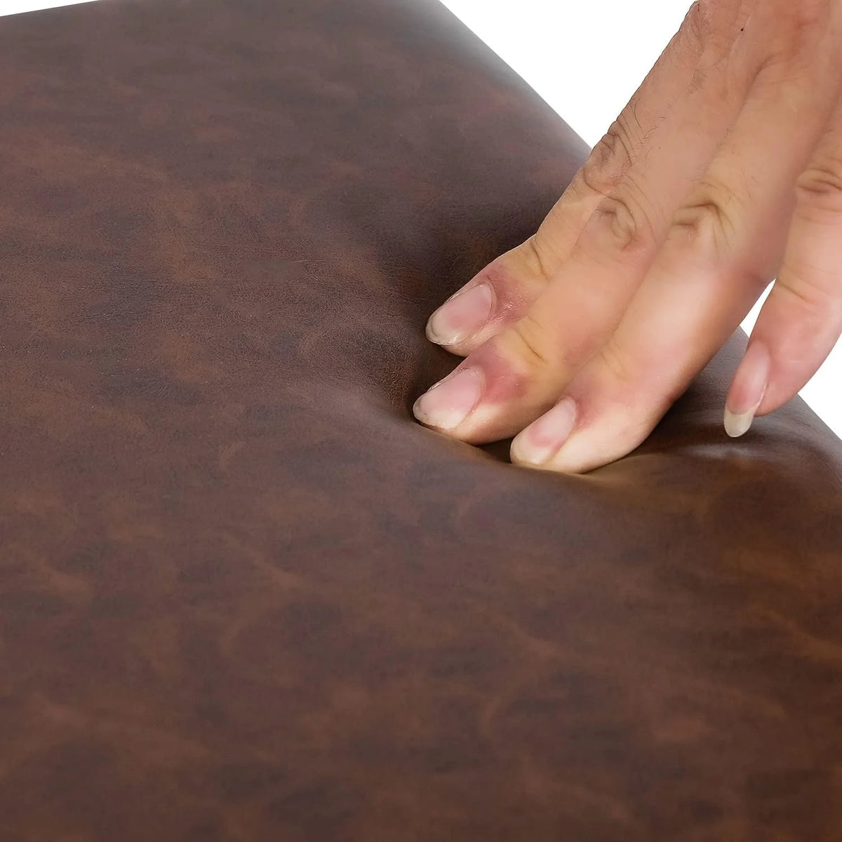 Dark Brown Faux Leather Square Footstool J75991