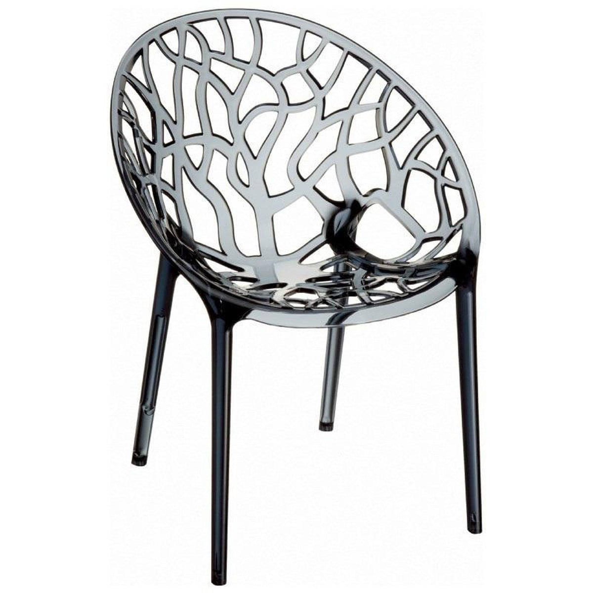 Transparent Smoke Gray Polycarbonate Dining Chair W9665