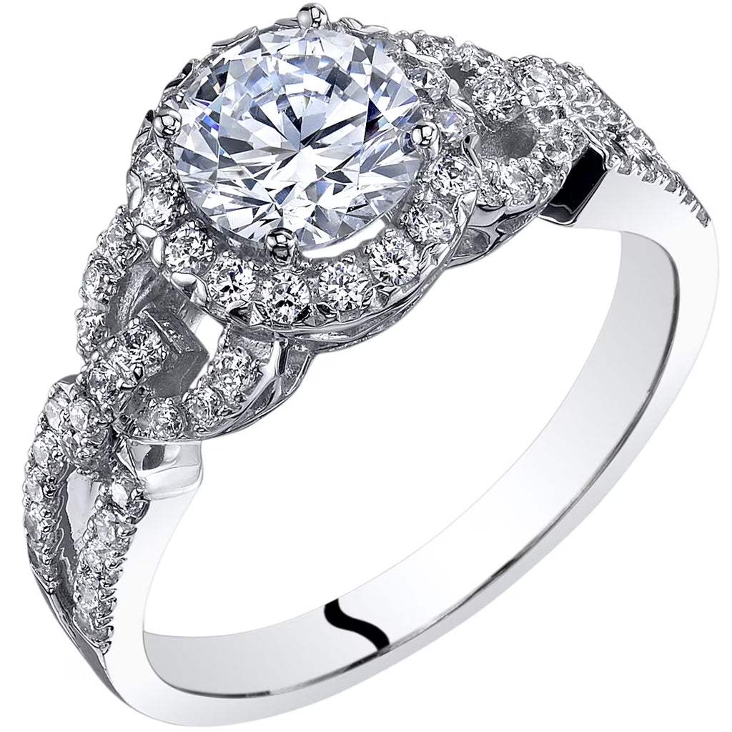 14K White Gold Cubic Zirconia Solitaire Engagement Ring B871