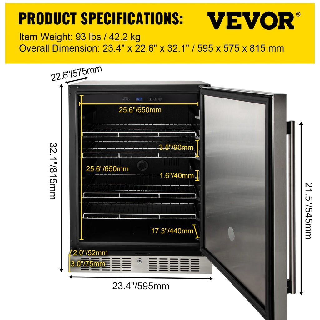 24" Stainless Steel Beverage Cooler 5.5 cu.ft. 142 Can Reversible Door Refrigerator U333808