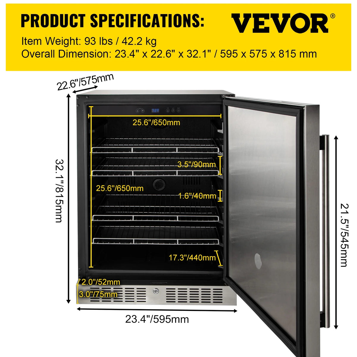 24" Stainless Steel Beverage Cooler 5.5 cu.ft. 142 Can Reversible Door Refrigerator U333808