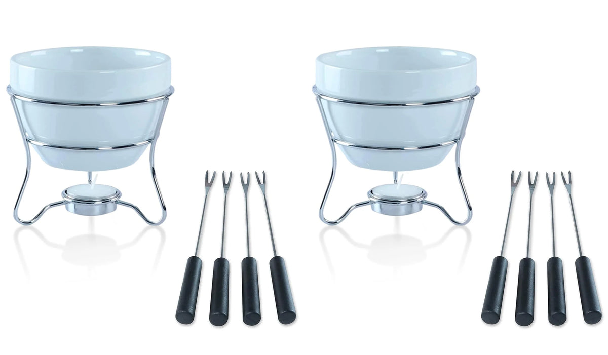 Chocolate Fondue Pot Set of 2 with 4 Dipping Forks X549715