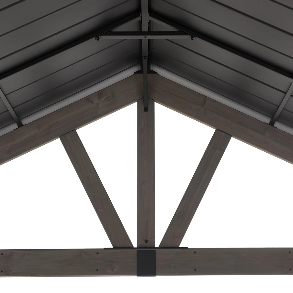Cedar Framed Gazebo with Matte-Black Steel Gable Roof Hardtop A181