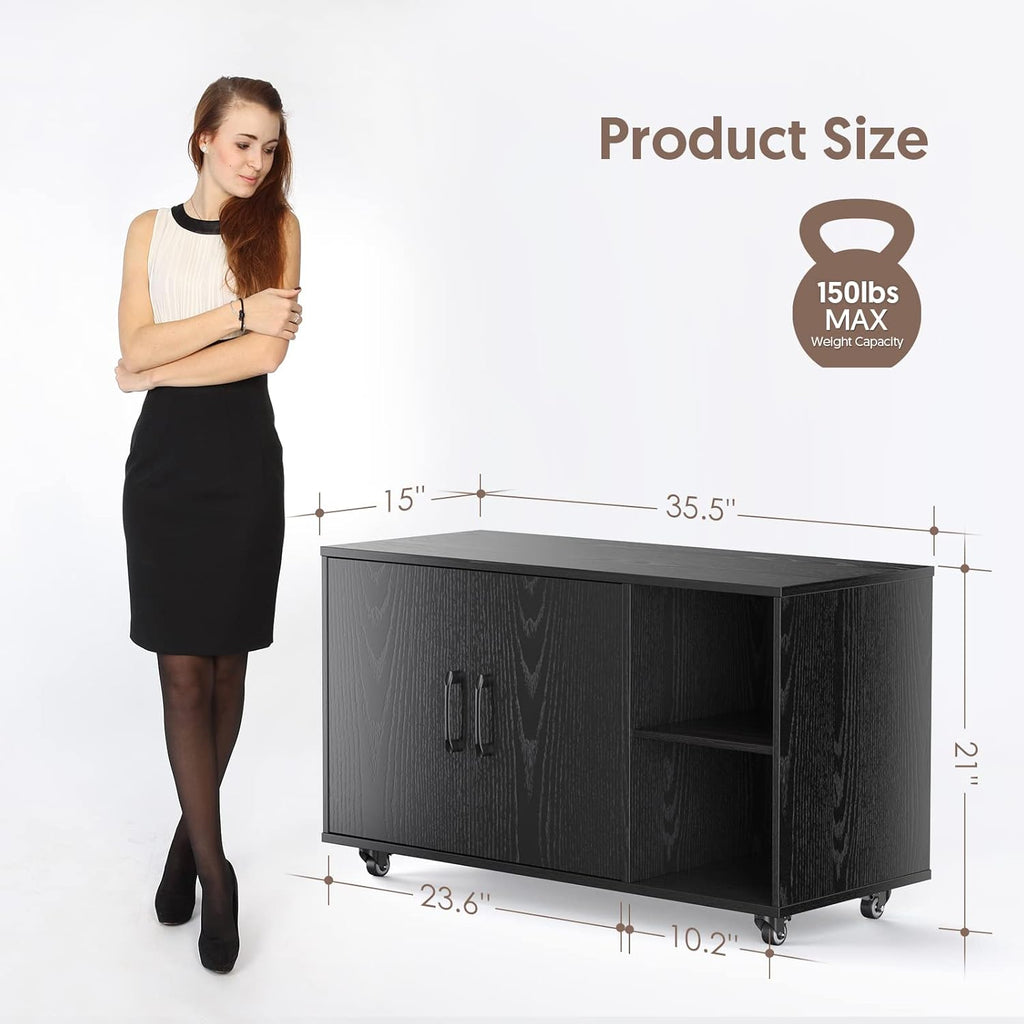 Black Rolling File Cabinet with Storage F77663