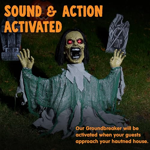 Animated Zombie Groundbreaker Outdoor Decor with Light Up Eyes N51825