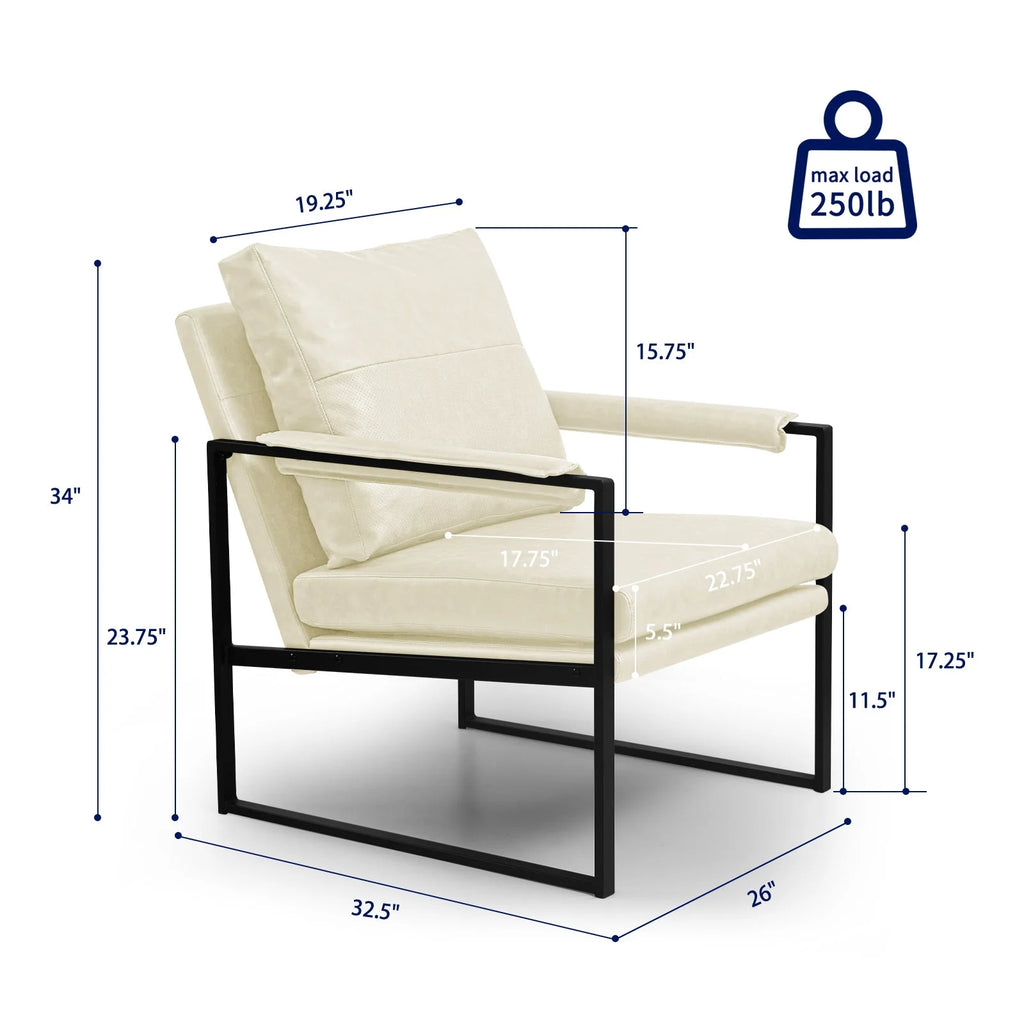 White Faux Leather Accent Chair V86956