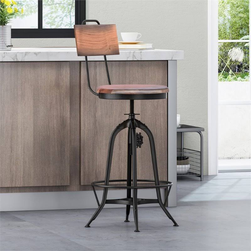 Natural and Black Acacia Wood Bar Stool E928330