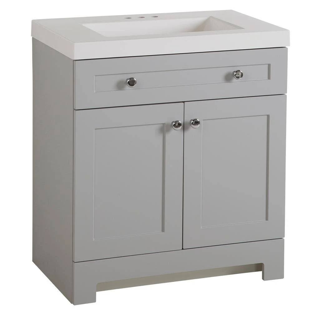 30.50 in. W x 18.75 in. D Bath Vanity in Pearl Gray with Cultured Marble Vanity Top in White D593982