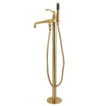 Brushed Brass Freestanding Tub Faucet with Hand Shower D3863