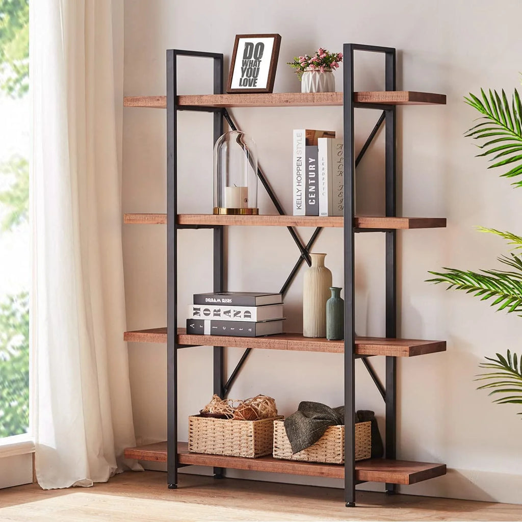 5 Tier Rustic Solid Wood Bookcase V68158