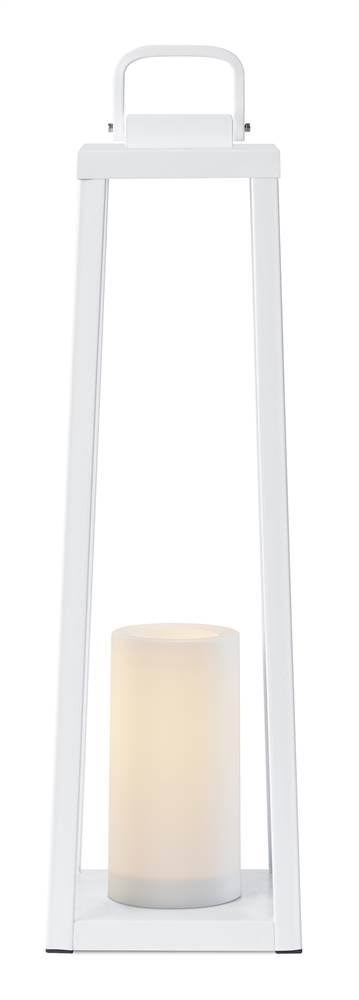 White Lantern with Flameless Candle G7605