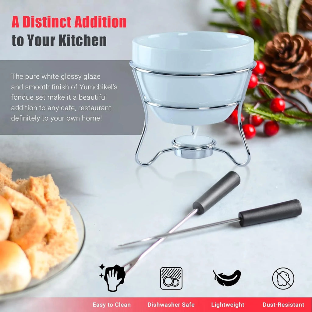 Chocolate Fondue Pot Set of 2 with 4 Dipping Forks X549715