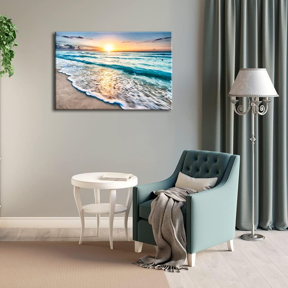 Large Canvas Prints Wall Art Ocean Beach Pictures Paintings Ready to Hang Stretched and Framed Seascape Giclee Artwork X61633
