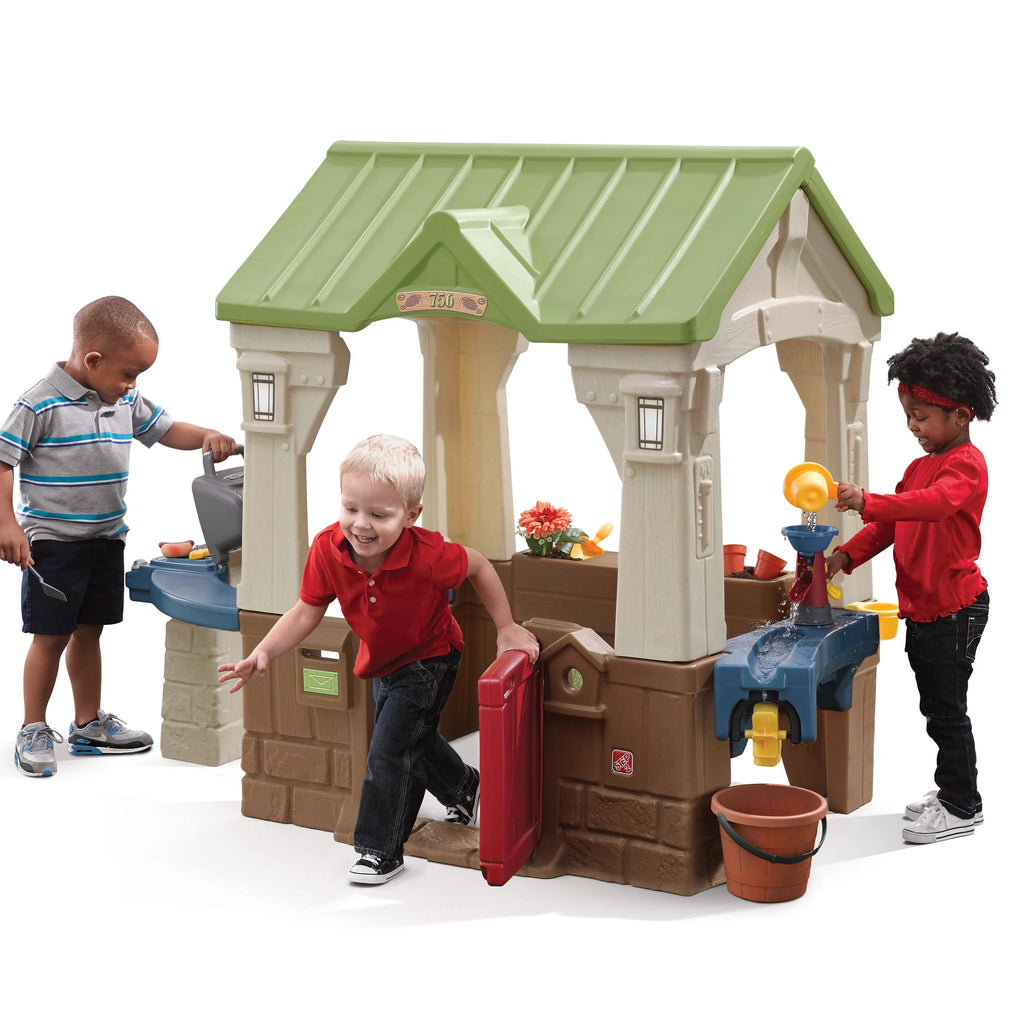 Brown Toddler Playhouse with Grill and Planter N965281
